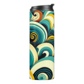 Abstracte kleurrijke Retro 70s Hippie Waves Artwor Thermosbeker (Gedraaid links)