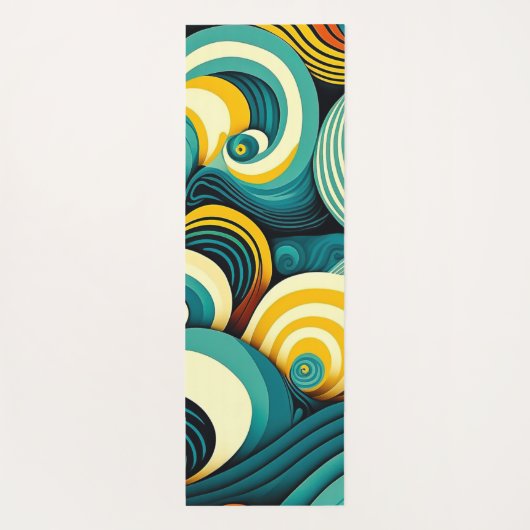 Abstracte kleurrijke Retro 70s Hippie Waves Artwor Yogamat (Achterkant)