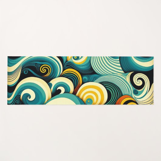 Abstracte kleurrijke Retro 70s Hippie Waves Artwor Yogamat (Voorkant (horizontaal))