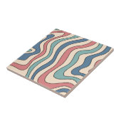 Abstracte kleurrijke Retro Wavy Stripe Modern Eleg Tegeltje (Zijkant)