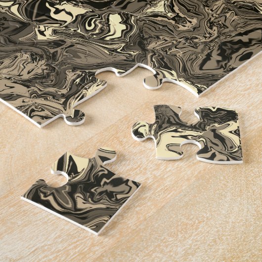 Abstracte kleurrijke ronde halve druppel / sepia legpuzzel (Zijkant)