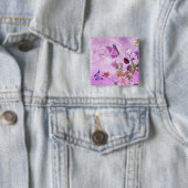 Abstracte kleurrijke roze Paarse verkuilvlinder Vierkante Button 5,1 Cm (In situ)