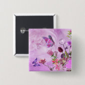 Abstracte kleurrijke roze Paarse verkuilvlinder Vierkante Button 5,1 Cm (Voorkant /achterkant)