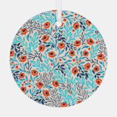 Abstracte Kleurrijke Rozen: Bloemen Glas Ornament (Achterkant)