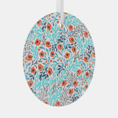 Abstracte Kleurrijke Rozen: Bloemen Glas Ornament (Voorkant Rechts)