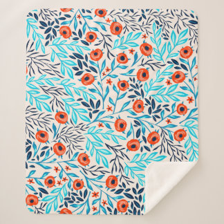 Abstracte Kleurrijke Rozen: Bloemen Sherpa Deken