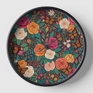Abstracte Kleurrijke Rozen Vlinders Kunst Klokken