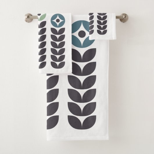 Abstracte kleurrijke Scandinavische bloemen Bad Handdoek (Insitu)