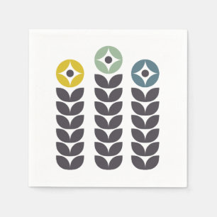 Abstracte kleurrijke Scandinavische bloemen Servet