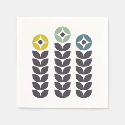 Abstracte kleurrijke Scandinavische bloemen Servet (Voorkant)