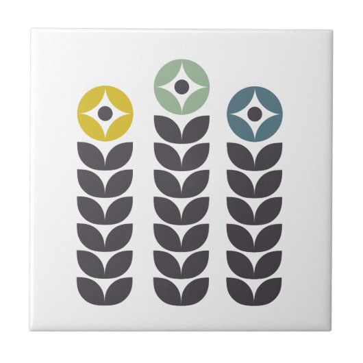 Abstracte kleurrijke Scandinavische bloemen Tegeltje (Voorkant)