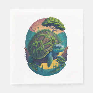 Abstracte Kleurrijke Schildpad met Planet Earth Servet