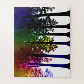 Abstracte kleurrijke silhouetbomen voor kinderen legpuzzel (Verticaal)