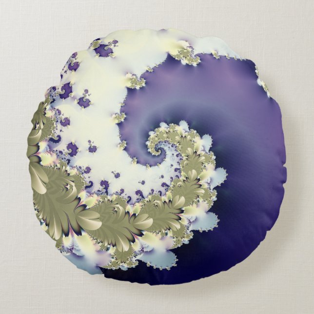Abstracte kleurrijke spiraalfractal rond kussen (Voorkant)