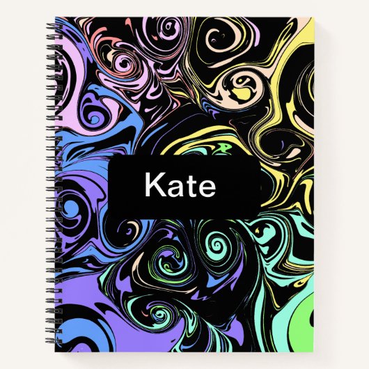 Abstracte kleurrijke spiralen notitieboek (Voorkant)