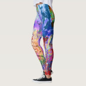 Abstracte Kleurrijke Splatterverf Regenboog Leggings (Links)