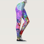 Abstracte Kleurrijke Splatterverf Regenboog Leggings (Rechts)
