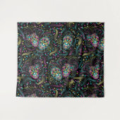 Abstracte kleurrijke Spooky Skulls Halloween Wandkleed (Voorkant (horizontaal))