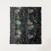 Abstracte kleurrijke Spooky Skulls Halloween Wandkleed (Voorkant)