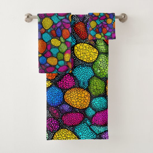 Abstracte kleurrijke stenen bad handdoek (Insitu)