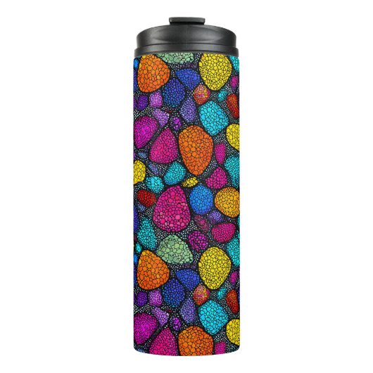 Abstracte kleurrijke stenen thermosbeker (Voorkant)