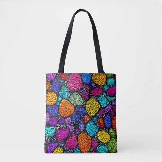 Abstracte kleurrijke stenen tote bag (Voorkant)