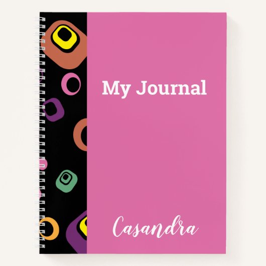 Abstracte kleurrijke Stippen op roze achtergrondjo Notitieboek (Voorkant)