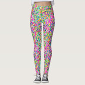 Abstracte Kleurrijke Stippen Waterverf Paint Patte Leggings (Voorkant)
