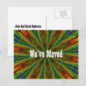 Abstracte kleurrijke stralen - Nieuw adres verplaa Aankondigingskaart (Voorkant / Achterkant)