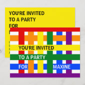 Abstracte Kleurrijke Streep Feest met Wereldwijde Kaart (Voorkant / Achterkant)