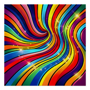 Abstracte kleurrijke strepen vervormen perfect poster