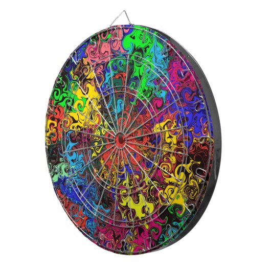 Abstracte kleurrijke strijders / dartbord (Voorkant Rechts)