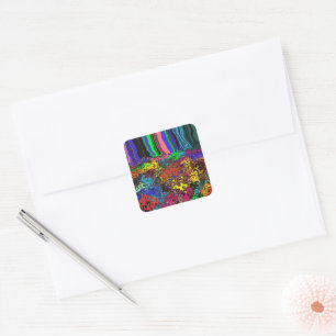 Abstracte kleurrijke strijders / fijngemaakt / vierkante sticker