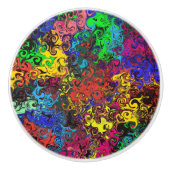 Abstracte kleurrijke strijders / keramische knop (Voorkant)