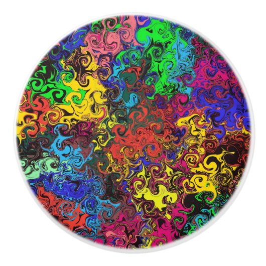 Abstracte kleurrijke strijders / keramische knop (Voorkant)