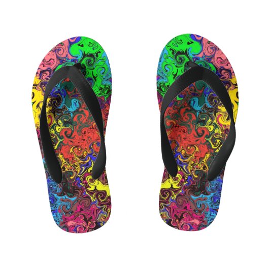 Abstracte kleurrijke strijders / kinder teenslippers (Voetbed)