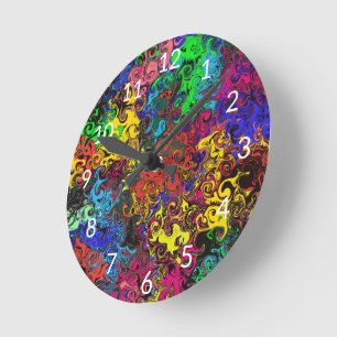 Abstracte kleurrijke strijders / ronde klok