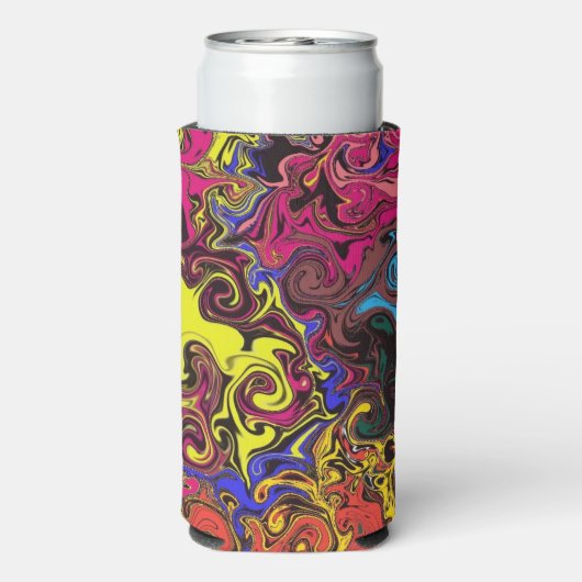 Abstracte kleurrijke strijders / seltzer blikjeskoeler (Seltzer Achterkant)