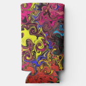 Abstracte kleurrijke strijders / seltzer blikjeskoeler (Achterkant)