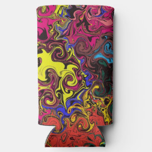 Abstracte kleurrijke strijders / seltzer blikjeskoeler
