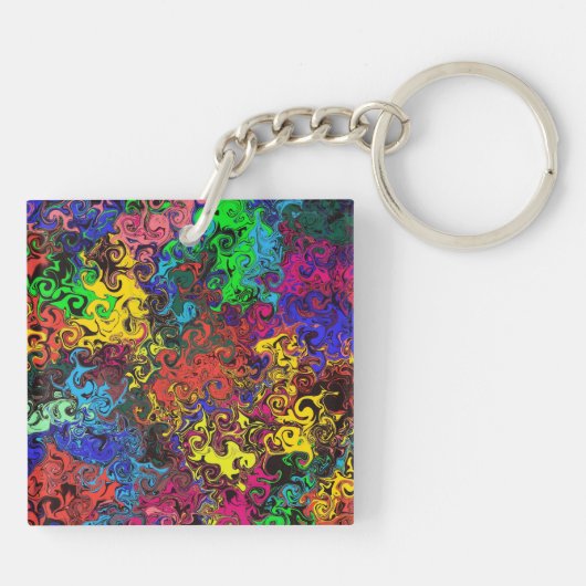 Abstracte kleurrijke strijders / sleutelhanger (Achterkant)
