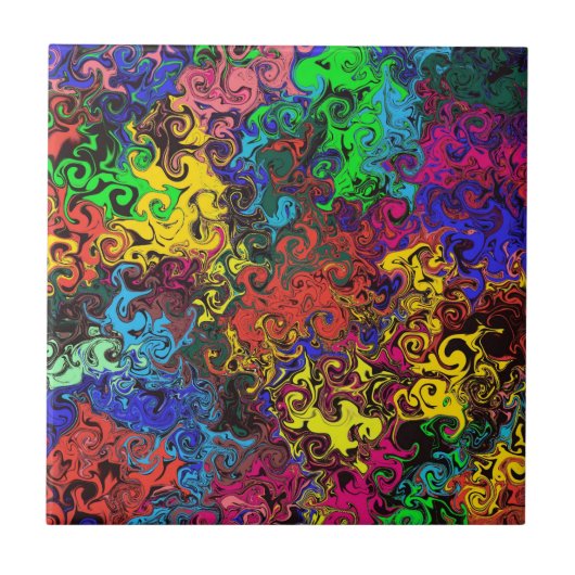 Abstracte kleurrijke strijders / tegeltje (Voorkant)