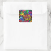 Abstracte kleurrijke strijders / vierkante sticker (Tas)