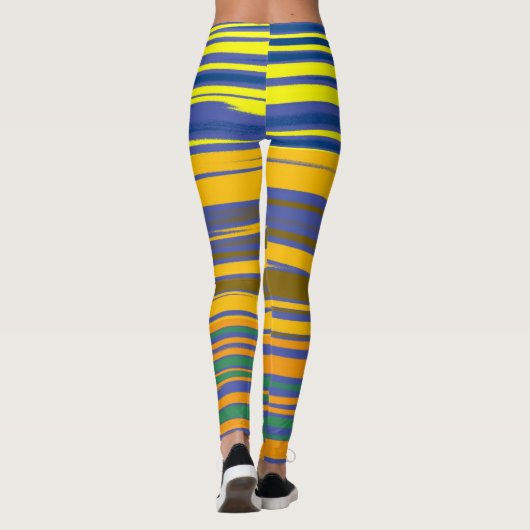 Abstracte kleurrijke strips leggings (Achterkant)