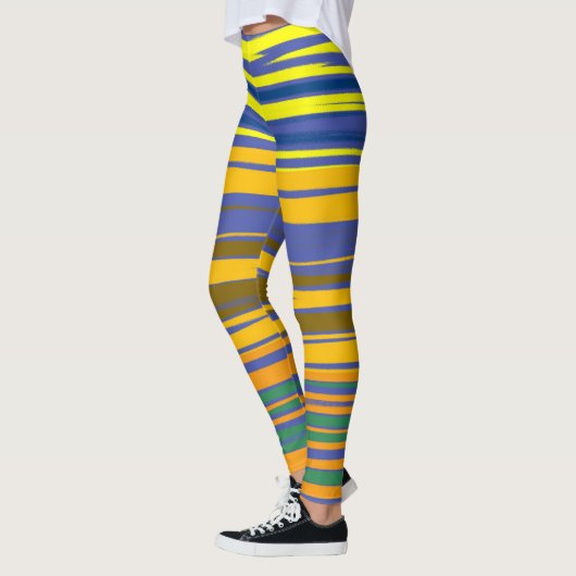 Abstracte kleurrijke strips leggings (Links)