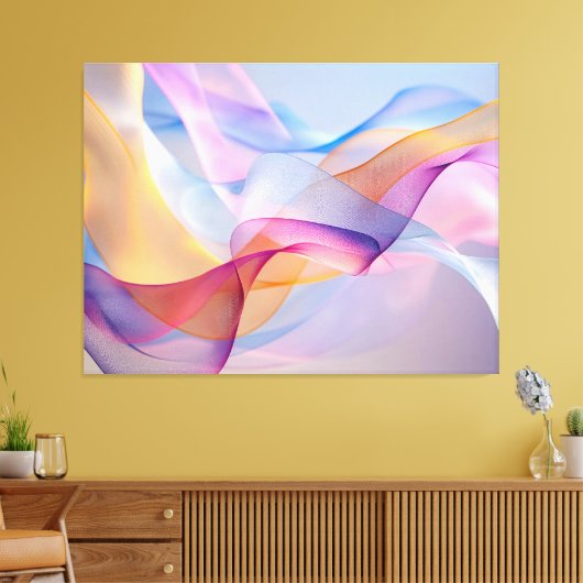 Abstracte Kleurrijke Stromende Lint Canvas Afdruk (Insitu (Woonkamer))