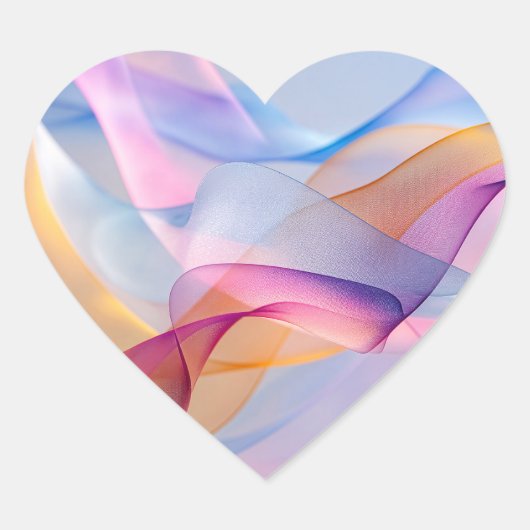 Abstracte Kleurrijke Stromende Lint Hart Sticker (Voorkant)