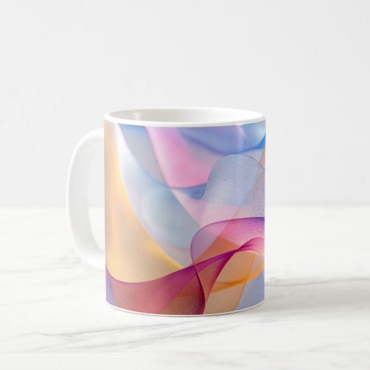 Abstracte Kleurrijke Stromende Lint Koffiemok (Voorkant links)