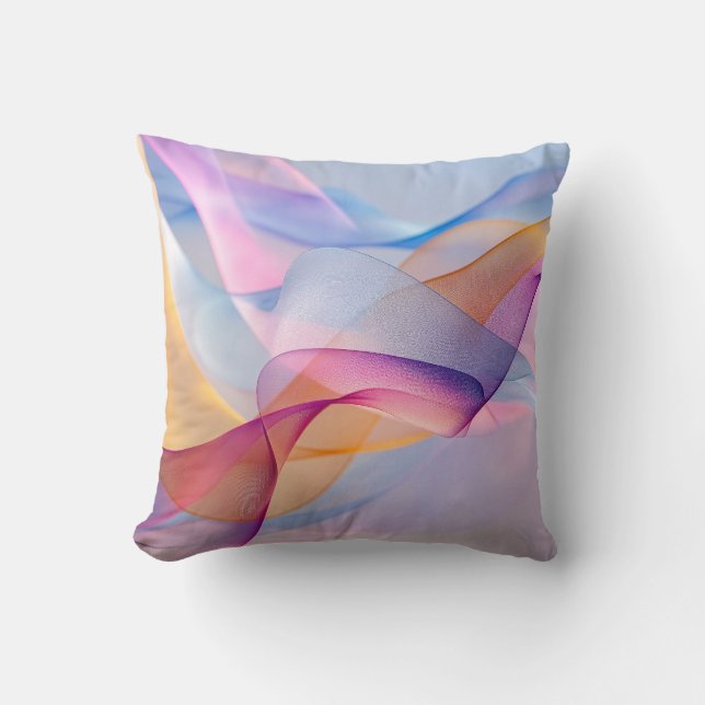 Abstracte Kleurrijke Stromende Lint Kussen (Voorkant)