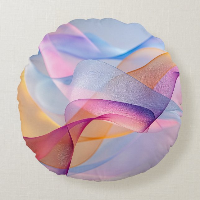Abstracte Kleurrijke Stromende Lint Rond Kussen (Voorkant)